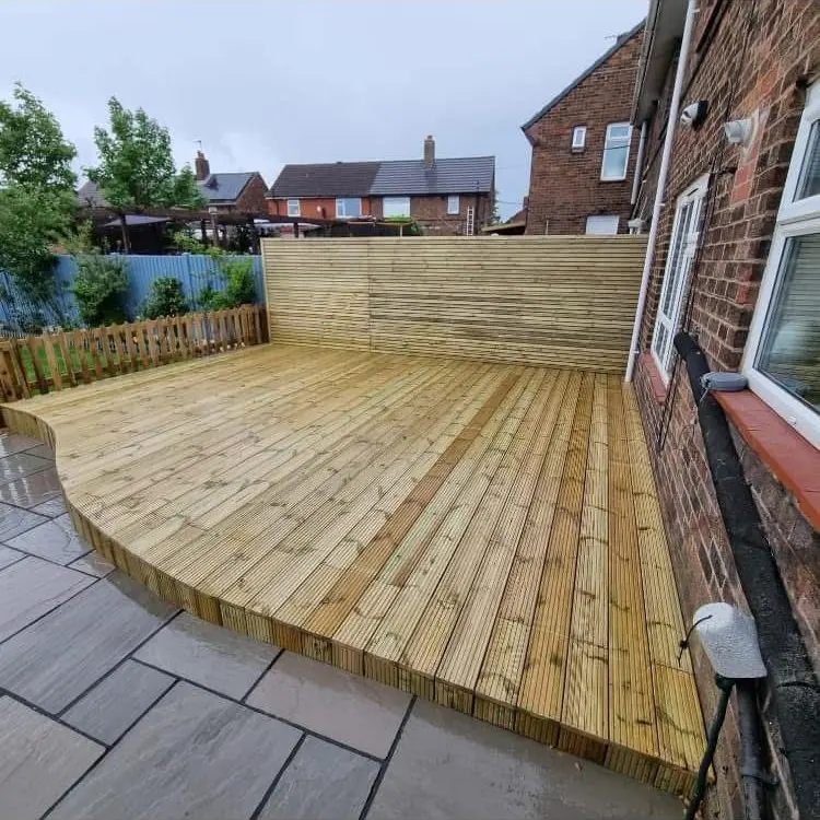 New timber decking with slatted privacy screening